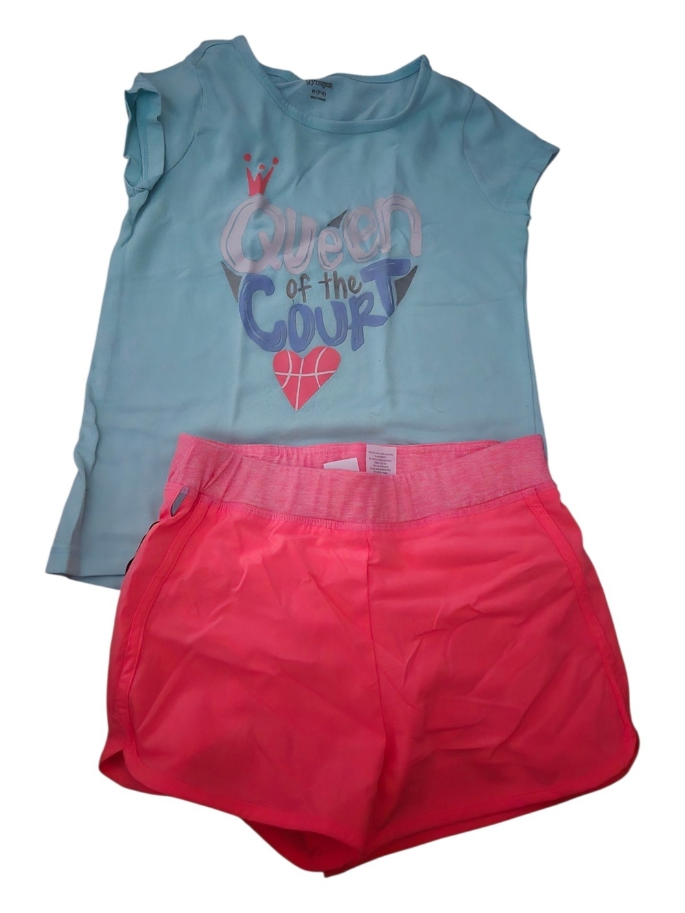Gymboree Light Blue Tee & Bright Pink Shorts Gymgo Set 7/8
